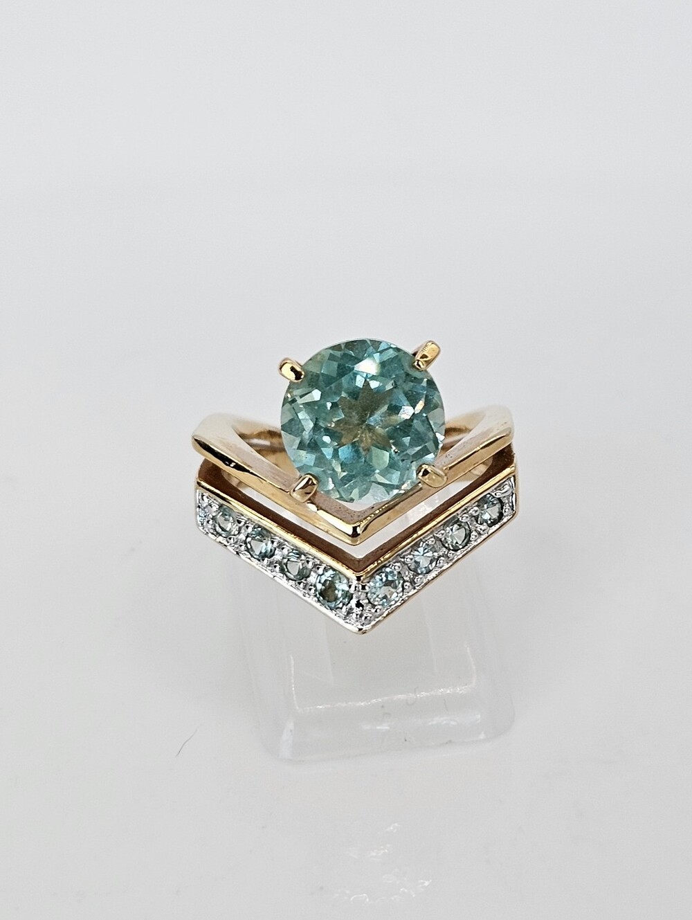 Vintage Designer Paraiba Tourmaline 18k Yellow Gold Vermeil Ring Size 6!